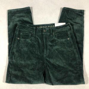 American Eagle Pants Womens 28S 6S Short Green Mom Jean Corduroy Stretch